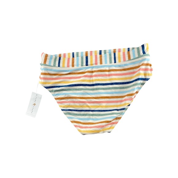 Belk Cream Multi Stripe High Waisted Bikini Bottoms Swimsuit Bottoms XXL - Picture 4 of 4